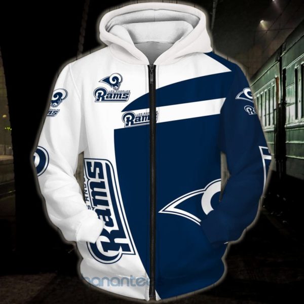 Los Angeles Rams White And Navy All Over Printed 3D Hoodie Zip Hoodie Product Photo