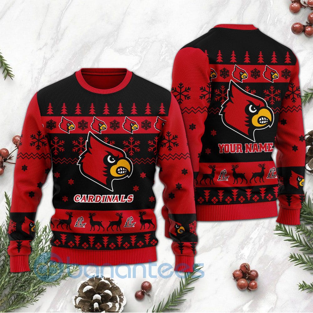 Louisville Cardinals Custom Name Personalized Ugly Christmas 3D Sweater