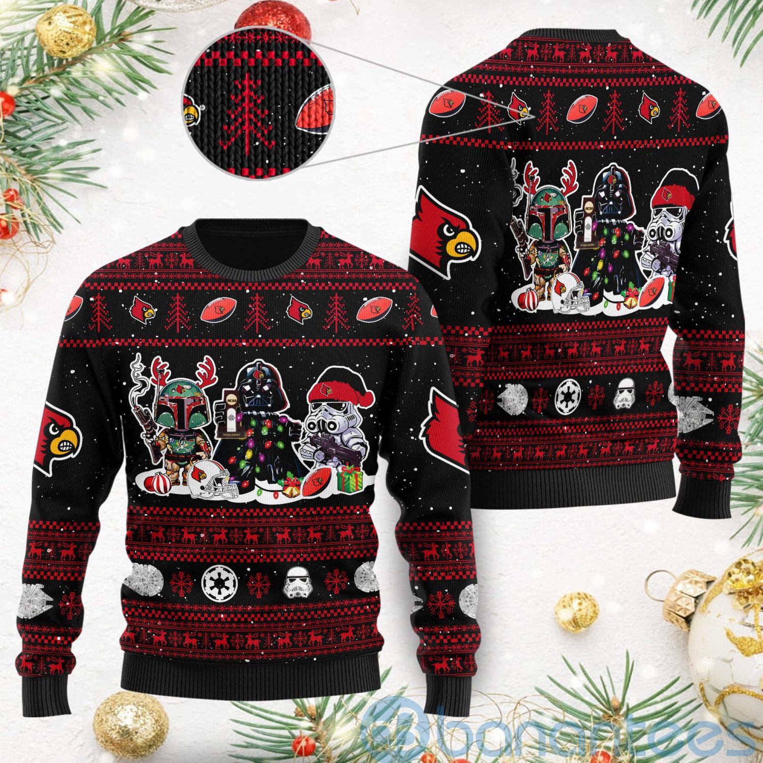 Louisville Cardinals Star Wars Ugly Christmas 3D Sweater
