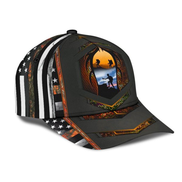 Love Hiking Americal Flag Black All Over Print Cap Product Photo