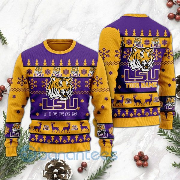 LSU Tigers Custom Name Personalized Ugly Christmas 3D Sweater Product Photo