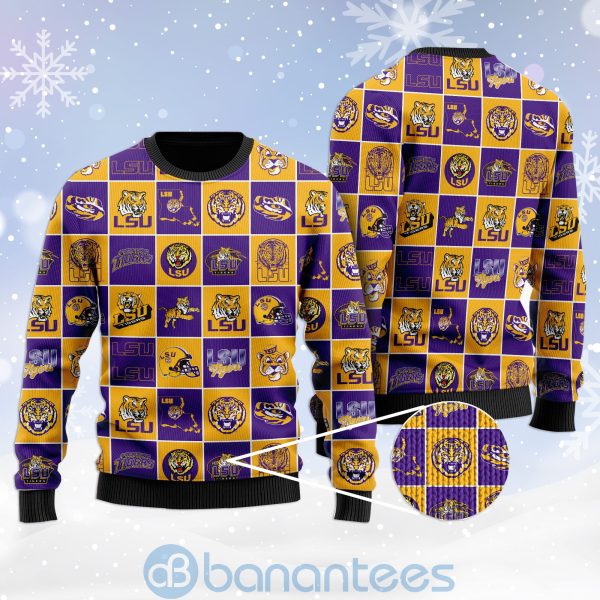 LSU Tigers Football Team Logo Ugly Christmas 3D Sweater Product Photo