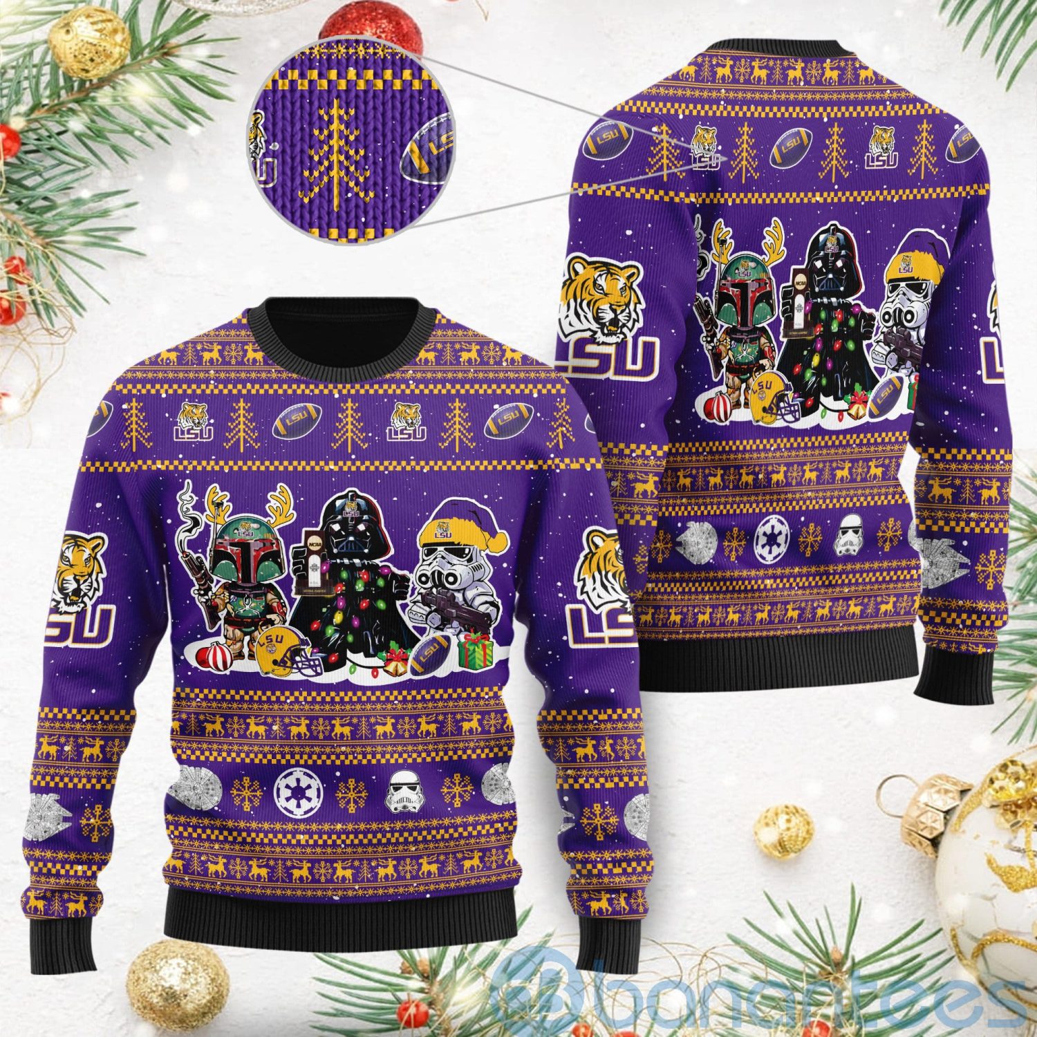 LSU Tigers Star Wars Ugly Christmas 3D Sweater