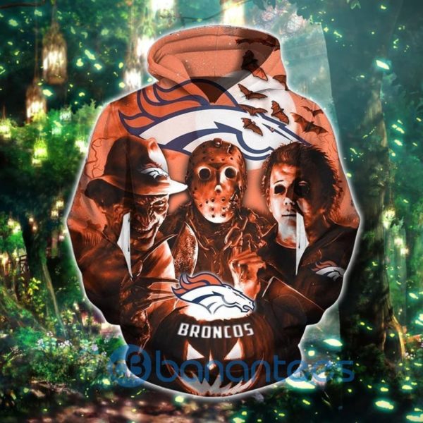 Men's Denver Broncos Hoodies 3D Zip Hoodie Full Printed Halloween Horror Night Product Photo