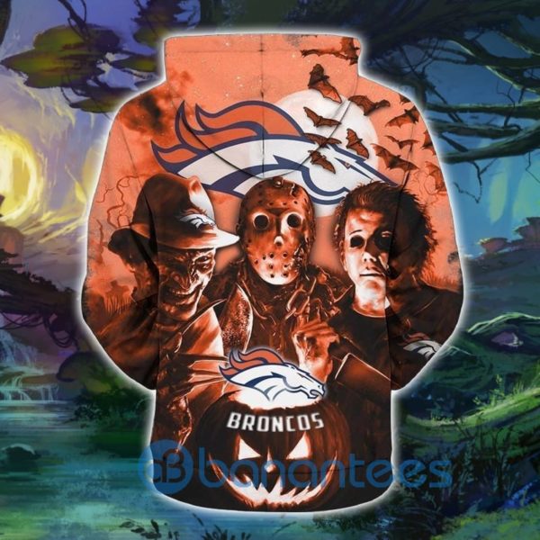 Men's Denver Broncos Hoodies 3D Zip Hoodie Full Printed Halloween Horror Night Product Photo
