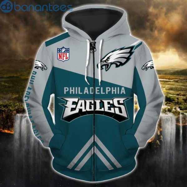 Men's Philadelphia Eagles All Over Printed 3D Hoodie Zip Hoodie For Fans Product Photo