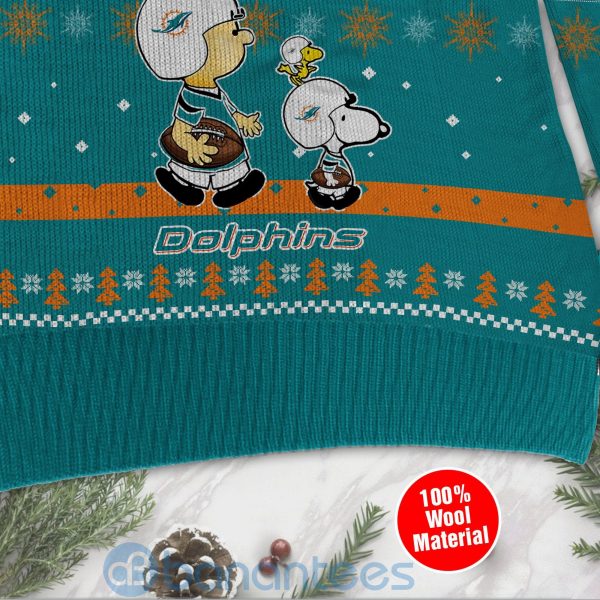 Miami Dolphins Funny Charlie Brown Peanuts Snoopy Ugly Christmas 3D Sweater Product Photo