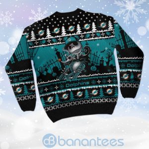 Miami Dolphins Jack Skellington Halloween Ugly Christmas 3D Sweater Product Photo