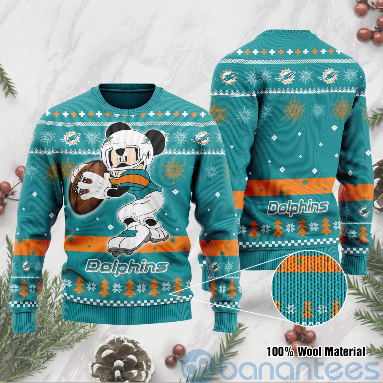Miami Dolphins Mickey Mouse Funny Ugly Christmas 3D Sweater