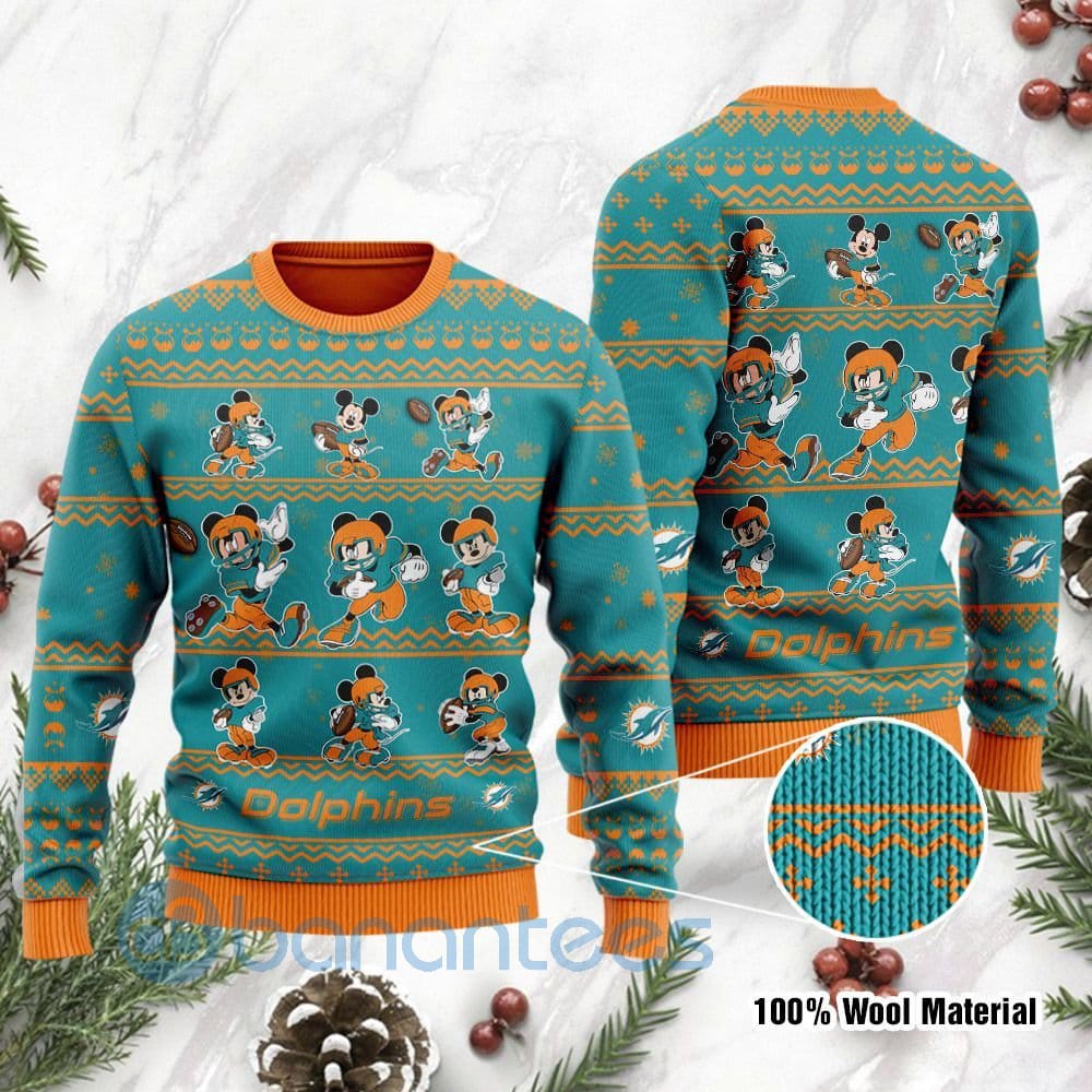 Miami Dolphins Mickey Mouse Ugly Christmas 3D Sweater