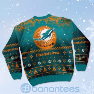 Miami Dolphins Santa Claus In The Moon Ugly Christmas 3D Sweater Product Photo