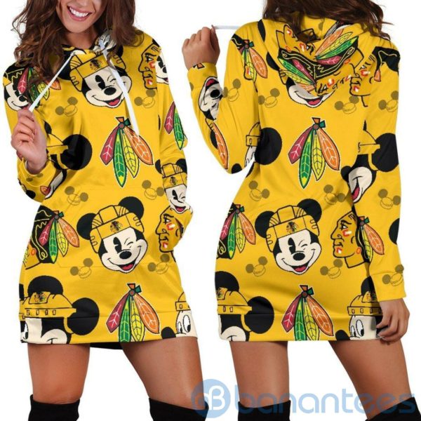 Mickey Chicago Blackhawks Hoodie Dress For Women Product Photo