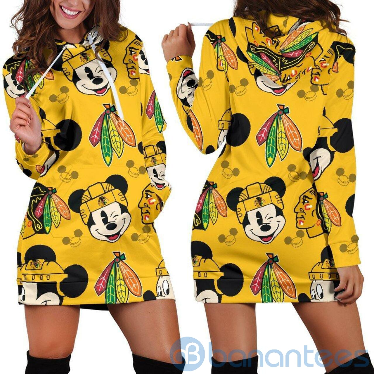 Mickey Chicago Blackhawks Hoodie Dress For Women