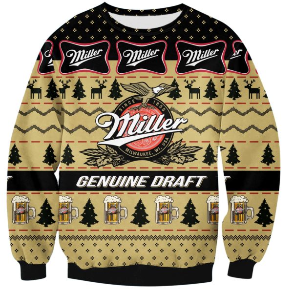 Miller Genuine Draft Print Ugly Christmas All Over Printed 3D Sweatshirt Product Photo