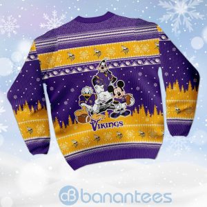 Minnesota Vikings Disney Donald Duck Mickey Mouse Goofy Custom Name Christmas 3D Sweater Product Photo