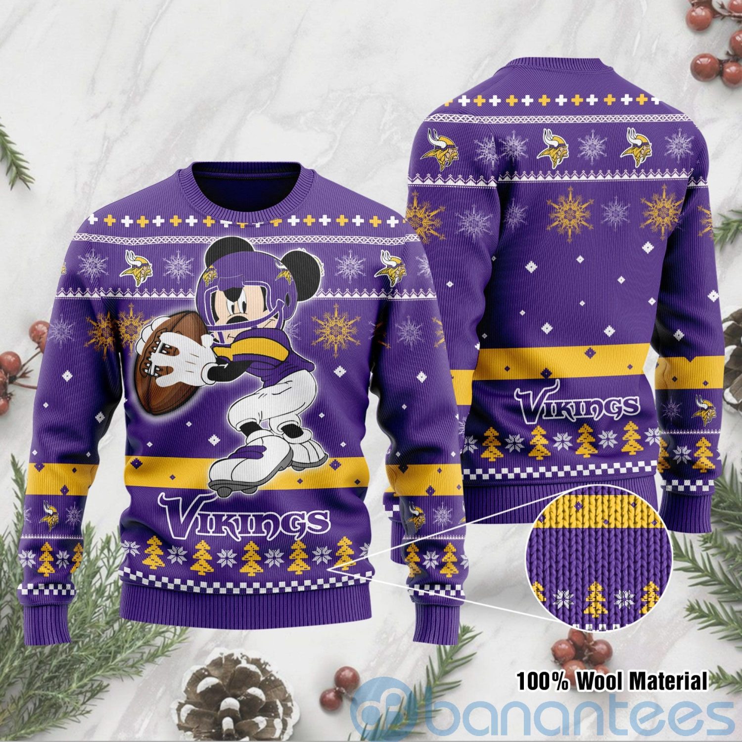 Minnesota Vikings Mickey Mouse Funny Ugly Christmas 3D Sweater