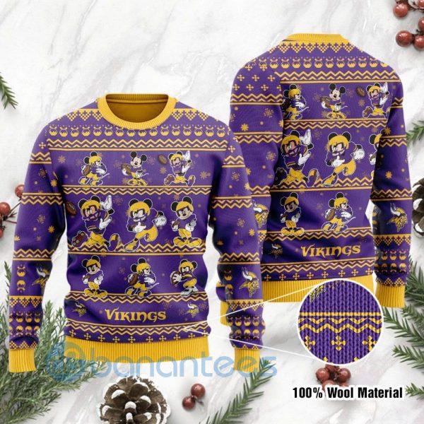 Minnesota Vikings Mickey Mouse Ugly Christmas 3D Sweater Product Photo