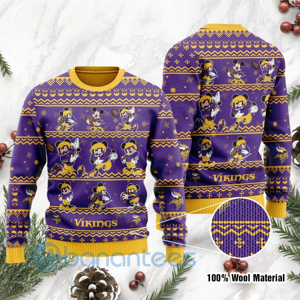 Minnesota Vikings Mickey Mouse Ugly Christmas 3D Sweater