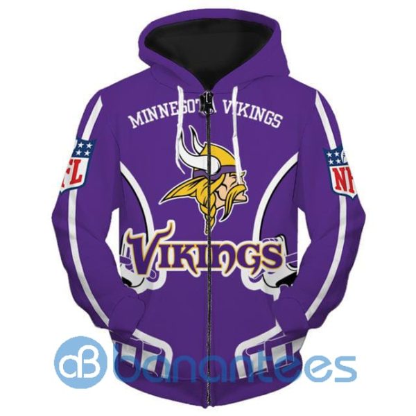 Minnesota Vikings Purple All Over Printed 3D Hoodie Zip Hoodie Product Photo