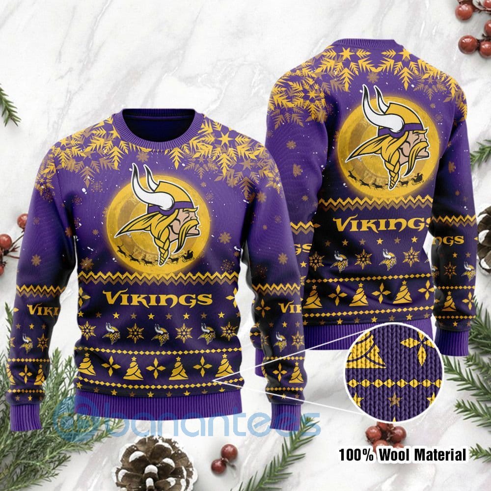 Minnesota Vikings Santa Claus In The Moon Ugly Christmas 3D Sweater