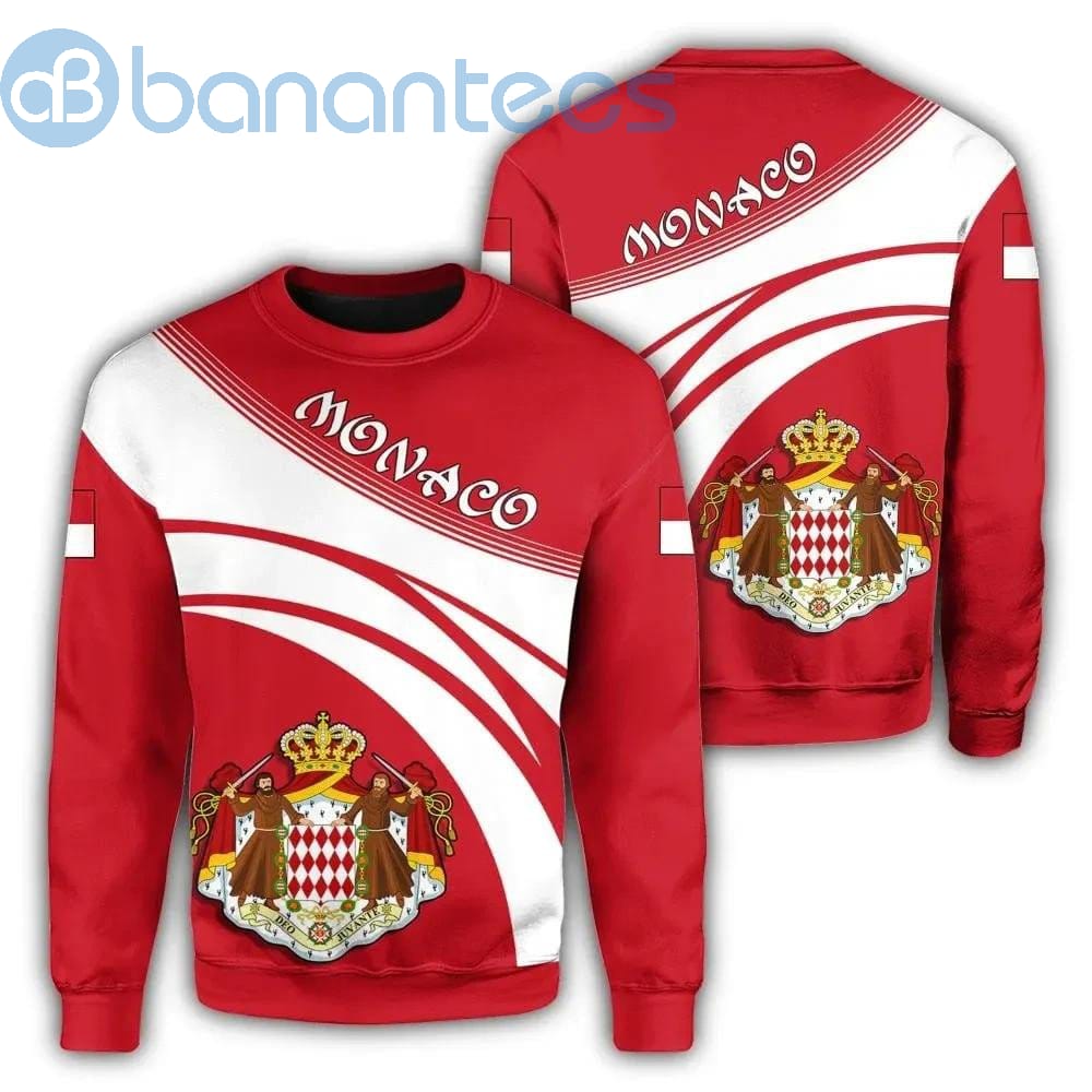 Monaco Coat Of Arms Cricket Style All Over Printed 3D Sweatshirt