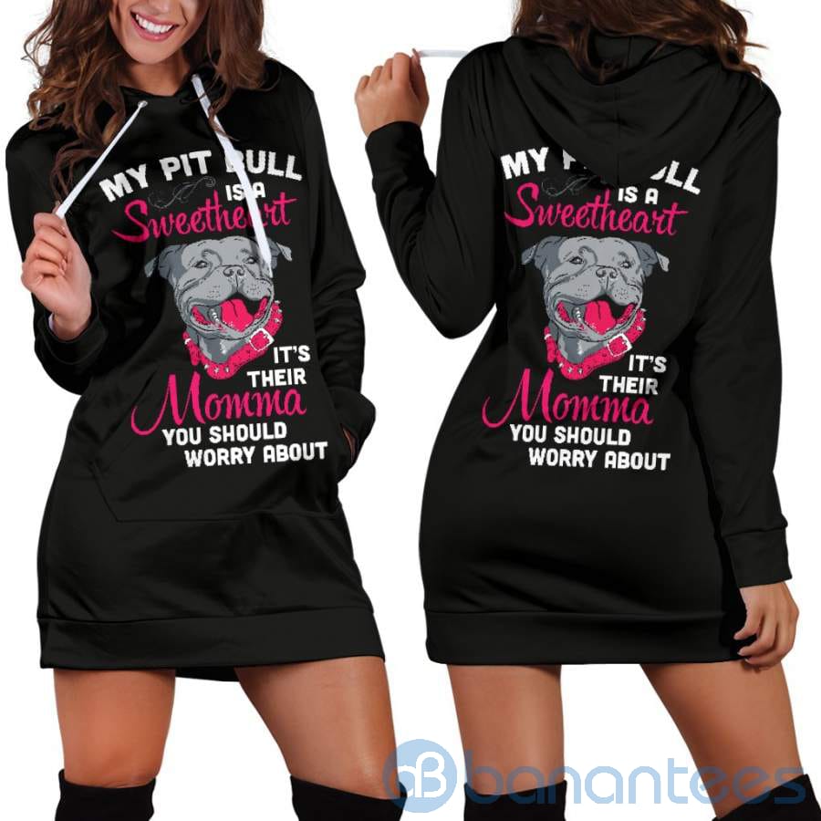 My Pitbull Is A Sweetheart Hoodie Dress For Women