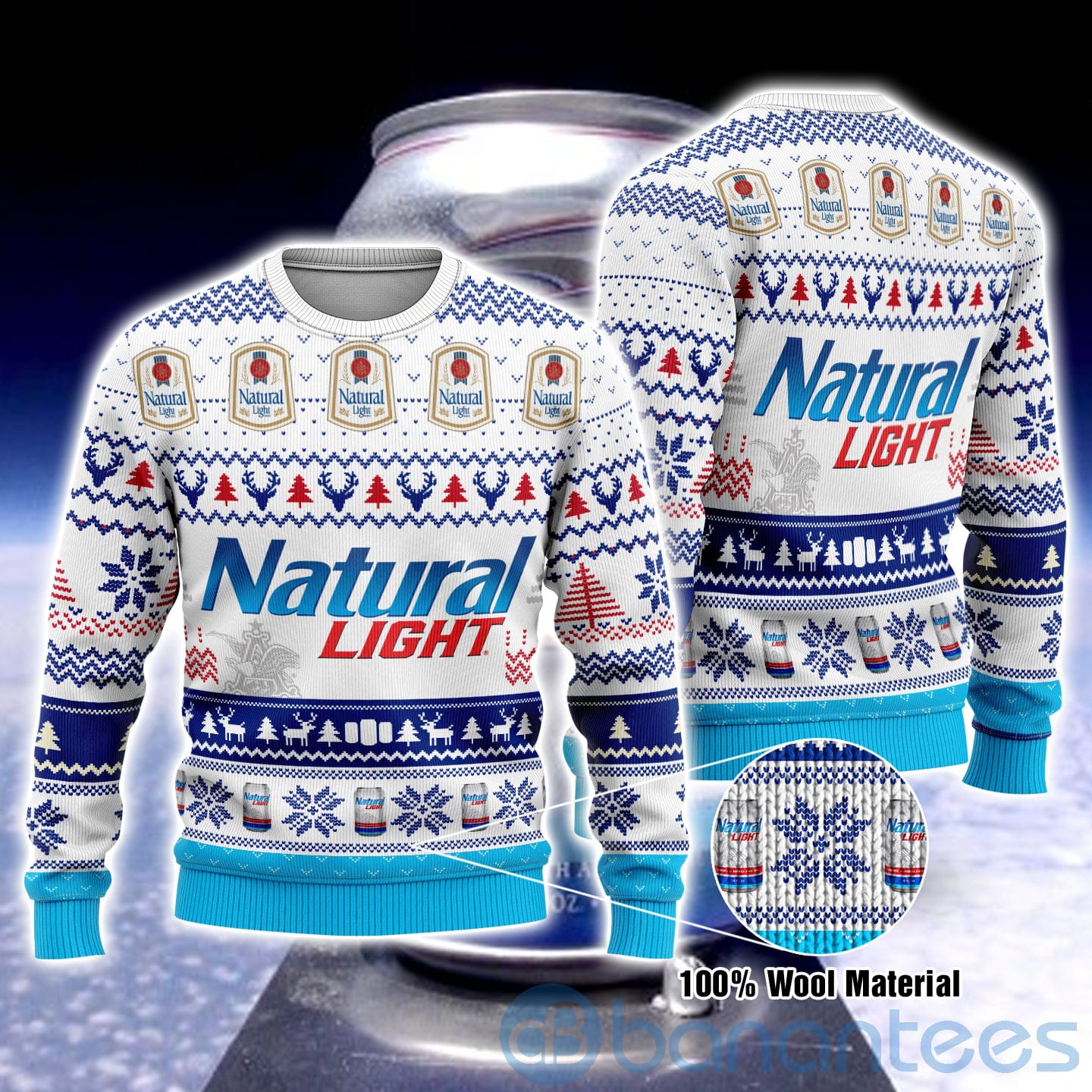 Natural Light Beer Ugly Christmas All Over Printed 3D Shirt