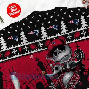 New England Patriots Jack Skellington Halloween Ugly Christmas 3D Sweater Product Photo