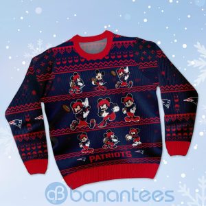New England Patriots Mickey Mouse Ugly Christmas 3D Sweater Product Photo