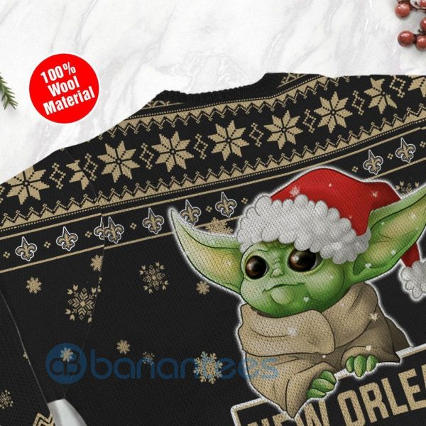 New Orleans Saints Cute Baby Yoda Grogu Ugly Christmas 3D Sweater Product Photo