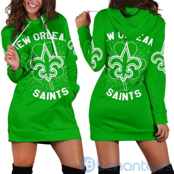 New Orleans Saints St Patrick'S Day Hoodie Dress For Women Product Photo