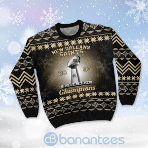 New Orleans Saints Super Bowl Champions Cup Ugly Christmas 3D Sweater Product Photo