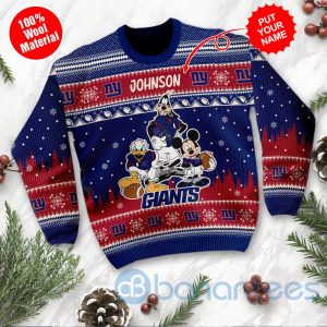 New York Giants Disney Donald Duck Mickey Mouse Goofy Custom Name Christmas 3D Sweater Product Photo