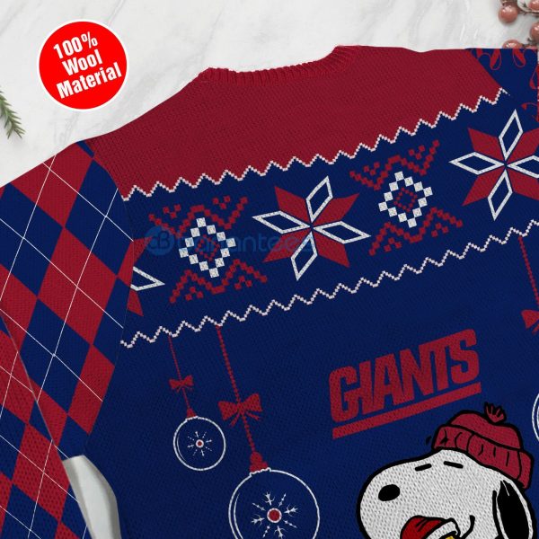 New York Giants Funny Charlie Brown Peanuts Snoopy Christmas Tree Ugly Christmas 3D Sweater Product Photo