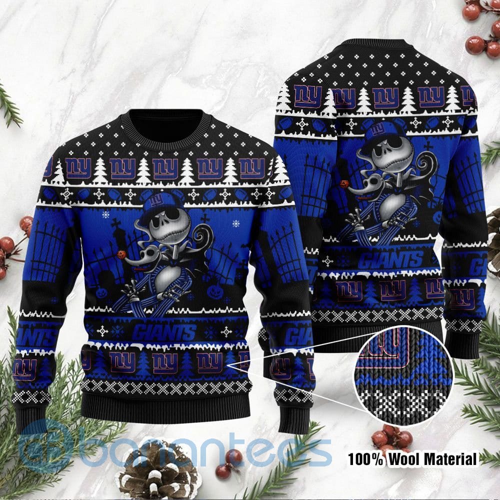 New York Giants Jack Skellington Halloween Ugly Christmas 3D Sweater