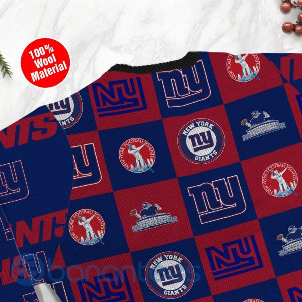 New York Giants Logo Checkered Flannel Design Ugly Christmas 3D Sweater Product Photo