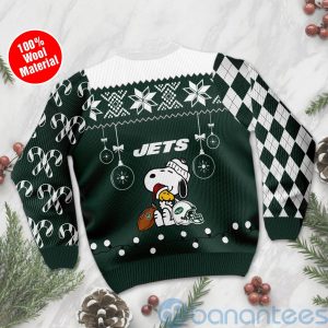 New York Jets Funny Charlie Brown Peanuts Snoopy Christmas Tree Ugly Christmas 3D Sweater Product Photo