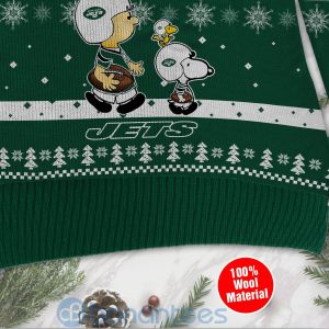 New York Jets Funny Charlie Brown Peanuts Snoopy Ugly Christmas 3D Sweater Product Photo