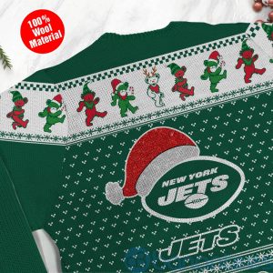 New York Jets Grateful Dead SKull And Bears Custom Name Ugly Christmas 3D Sweater Product Photo