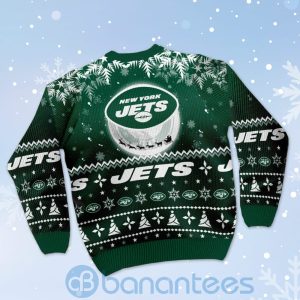 New York Jets Santa Claus In The Moon Ugly Christmas 3D Sweater Product Photo