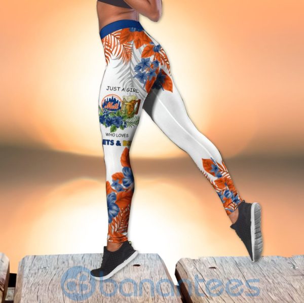 New York Mets Girl Leggings And Criss Cross Tank Top For Women Product Photo