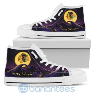Nightmare Before Christmas Happy Halloween Chicago Blackhawks High Top Shoes Product Photo