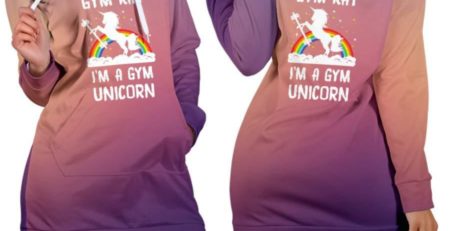 Two super cute Unicorn Hoodie dresses for gym girls.
