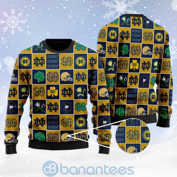 Notre Dame Fighting Irish Football Team Logo Ugly Christmas 3D Sweater Product Photo
