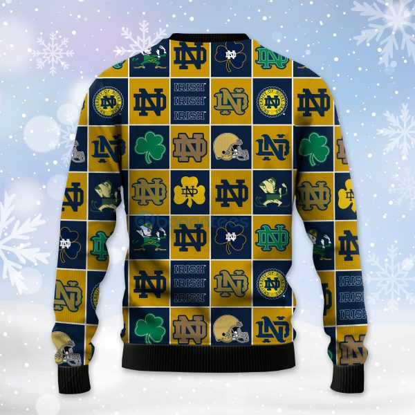 Notre Dame Fighting Irish Football Team Logo Ugly Christmas 3D Sweater Product Photo