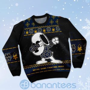 Notre Dame Fighting Irish Snoopy Dabbing Ugly Christmas 3D Sweater Product Photo