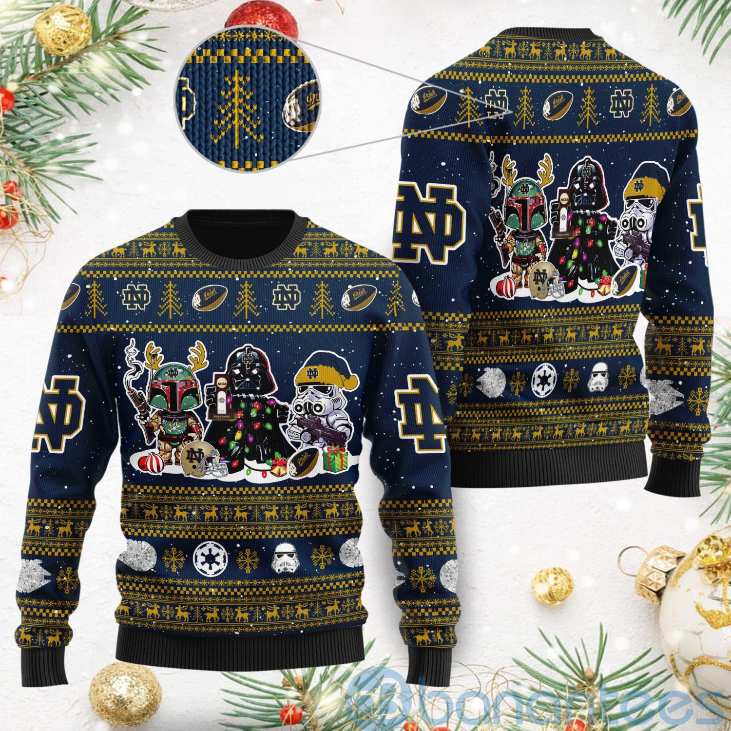 Notre Dame Fighting Irish Star Wars Ugly Christmas 3D Sweater