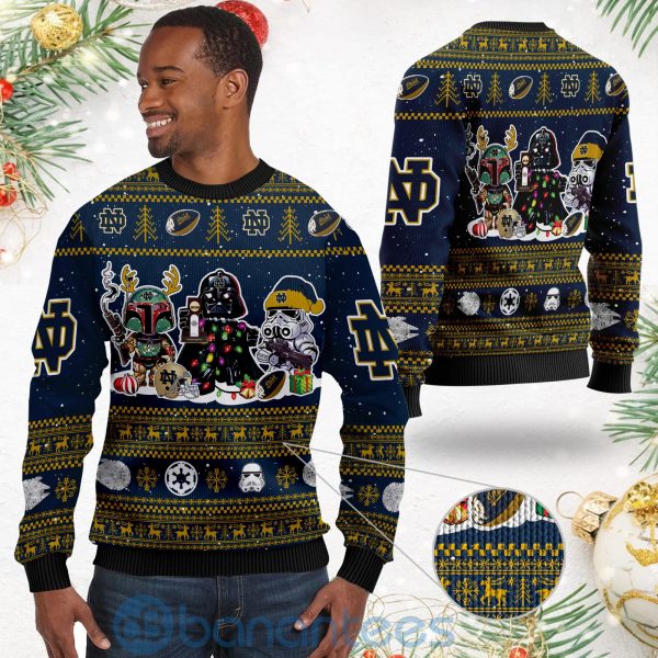 Notre Dame Fighting Irish Star Wars Ugly Christmas 3D Sweater Product Photo