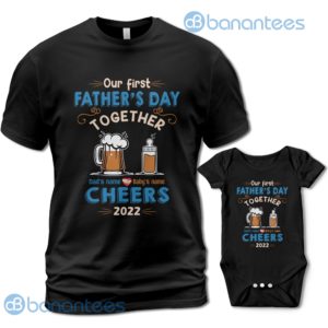 Our First Father's Day Together Personalized Name Gift Shirt - Daddy - Black