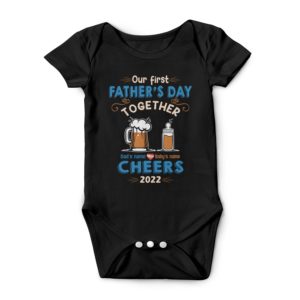 Our First Father's Day Together Personalized Name Gift Shirt - Kids - Black